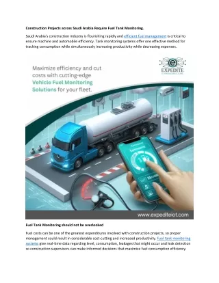 Construction Projects across Saudi Arabia Require Fuel Tank Monitoring.