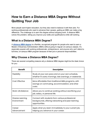 How to Earn a Distance MBA Degree Without Quitting Your Job