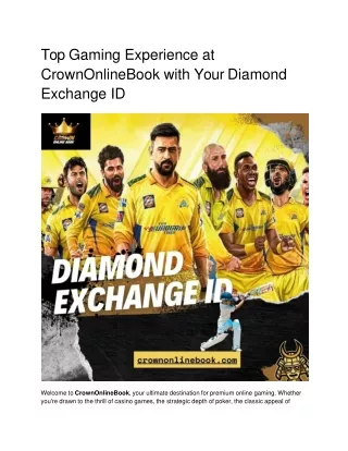 Top Gaming Experience at CrownOnlineBook with Your Diamond Exchange ID