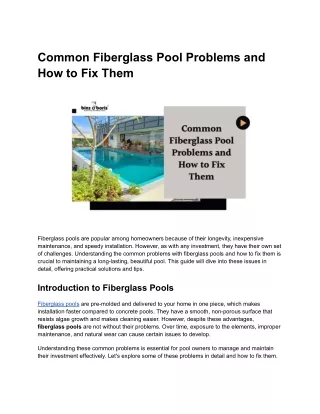 Common Fiberglass Pool Problems and How to Fix Them