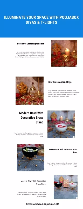 Illuminate Your Space with Poojabox Diyas & T-Lights