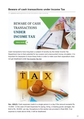 Beware of cash transactions under Income Tax