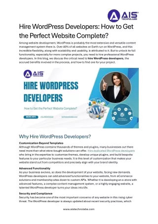 Unlock Your Website's Potential: Hire Expert WordPress Developers Today