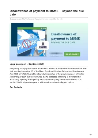 Disallowance of payment to MSME  Beyond the due date