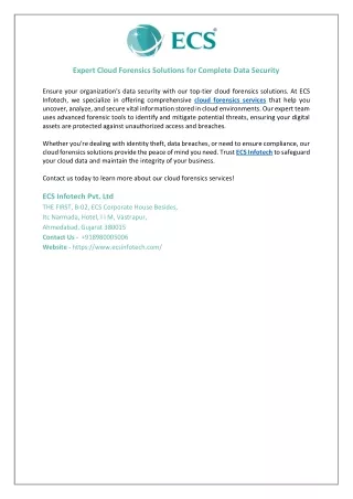 Expert Cloud Forensics Solutions for Complete Data Security