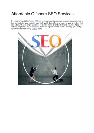 Affordable Offshore SEO Services