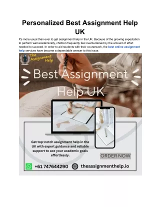 Personalized Best Assignment Help UK