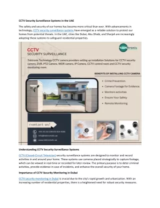 CCTV Security Surveillance Systems for Homes in the UAE