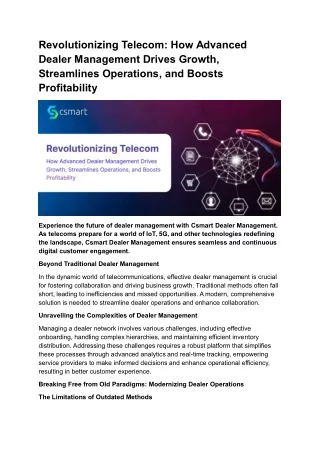 Revolutionizing Telecom How Advanced Dealer Management Drives Growth, Streamlines Operations, and Boosts Profitability