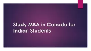 Study MBA in Canada for Indian Students