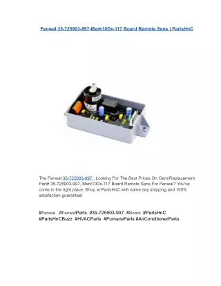 Fenwal 35-725903-997-Mark10Dx-117 Board Remote Sens _ PartsHnC