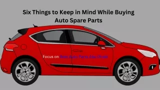 Six Things to Keep in Mind While Buying Auto Spare Parts