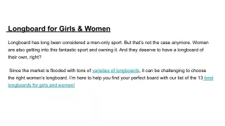 Longboard for Girls & Women