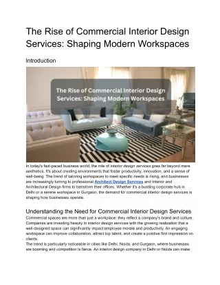 The Rise of Commercial Interior Design Services_ Shaping Modern Workspaces