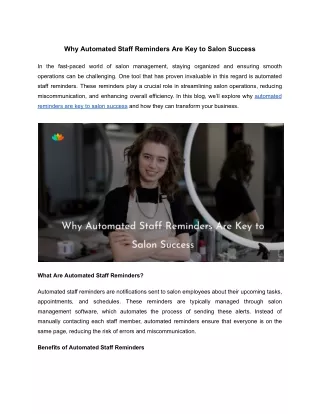 Why Automated Staff Reminders Are Key to Salon Success