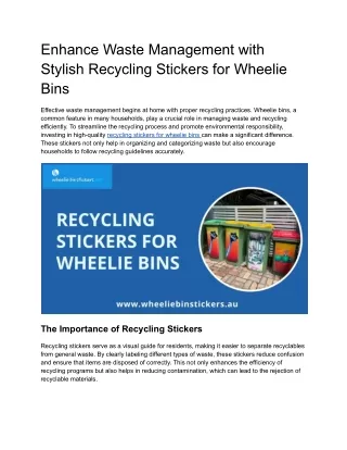 recycling stickers for wheelie bins