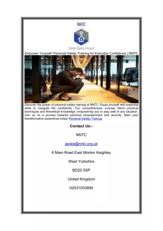 Empower Yourself: Personal Safety Training for Everyday Confidence | NNTC
