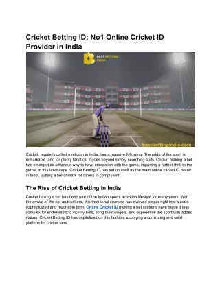 Cricket Betting ID_ No1 Online Cricket ID Provider in India