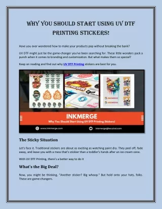 Why You Should Start Using UV DTF Printing Stickers!