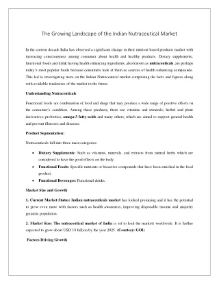 The Growing Landscape of the Indian Nutraceutical Market