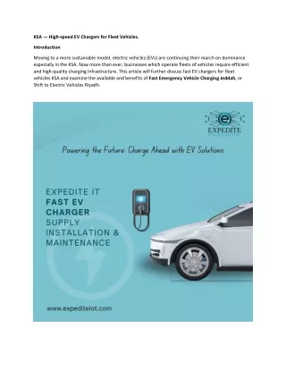 Fast EV Chargers for Fleet Vehicles in KSA
