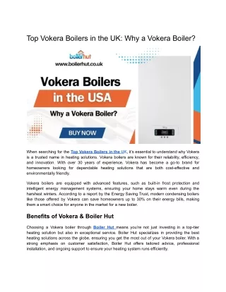 Top Vokera Boilers in the UK: Why a Vokera Boiler?