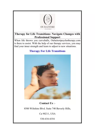 Therapy for Life Transitions Navigate Changes with Professional Support