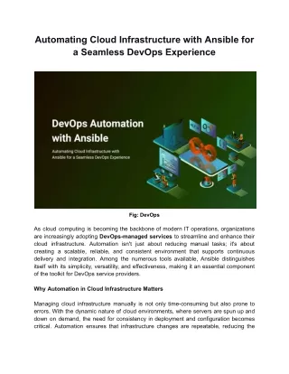 Streamlining Cloud Infrastructure Automation with Ansible