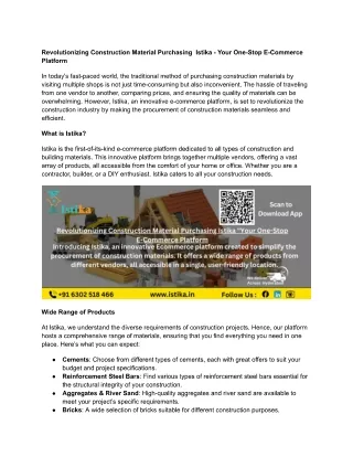 Revolutionizing Construction Material Purchasing  Istika - Your One-Stop E-Commerce Platform