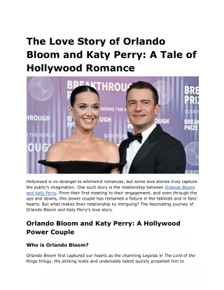 The Love Story of Orlando Bloom and Katy Perry_ A Tale of Hollywood Romance