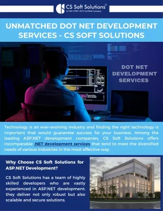 Unmatched Dot Net Development Services - CS Soft Solutions