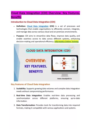 Informatica Cloud Data Integration (CDI) Online Training in Hyderabad