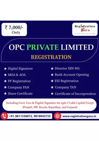 One Person Company Registration