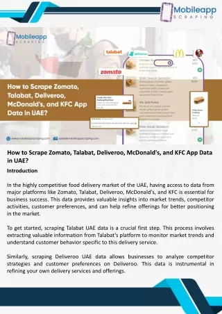 How to Scrape Zomato, Talabat, Deliveroo, McDonald's, and KFC App Data in UAE.ppt