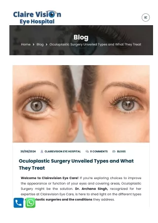 Oculoplastic Surgery Unveiled Types and What They Treat