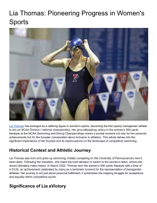Lia Thomas_ Pioneering Progress in Women's Sports
