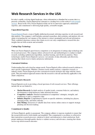 Web Research Services in the USA