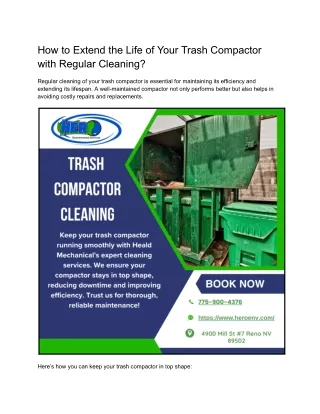 How to Extend the Life of Your Trash Compactor with Regular Cleaning