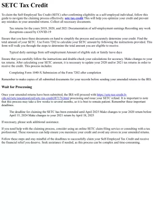How to Claim the SETC Tax Credit