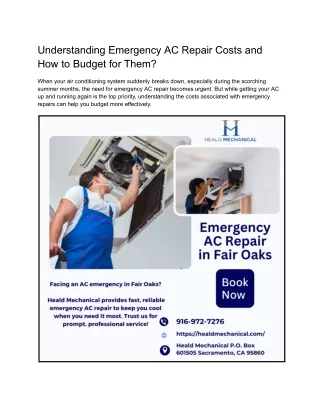 Understanding Emergency AC Repair Costs and How to Budget for Them