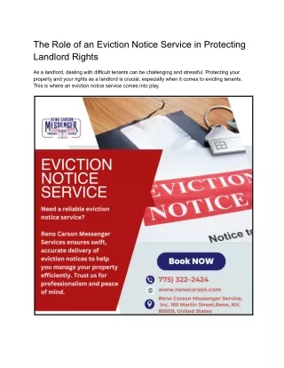 The Role of an Eviction Notice Service in Protecting Landlord Rights