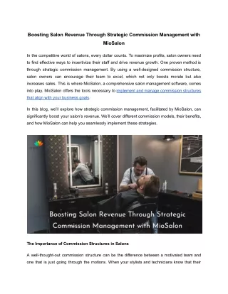 Boosting Salon Revenue Through Strategic Commission Management with MioSalon
