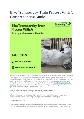 Bike Transport by Train Process With A Comprehensive Guide