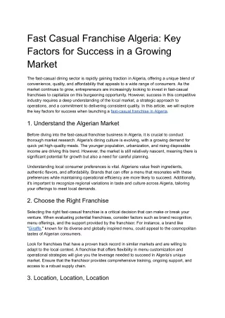 Fast Casual Franchise Algeria_ Key Factors for Success in a Growing Market