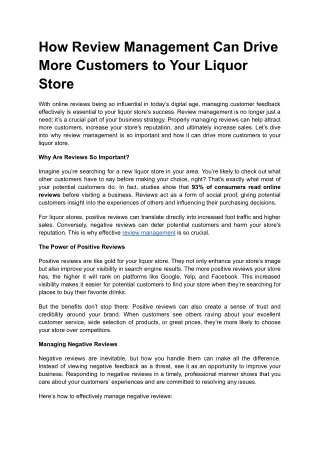 How Review Management Can Drive More Customers to Your Liquor Store