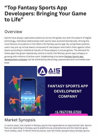 “Top Fantasy Sports App Developers Bringing Your Game to Life”