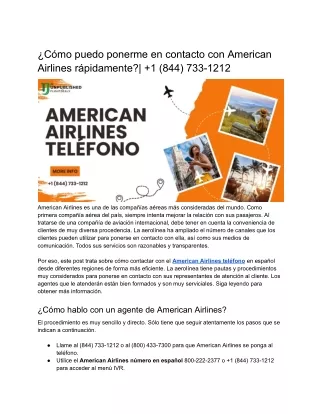¿Cómo puedo ponerme en contacto con American Airlines rápidamente?
