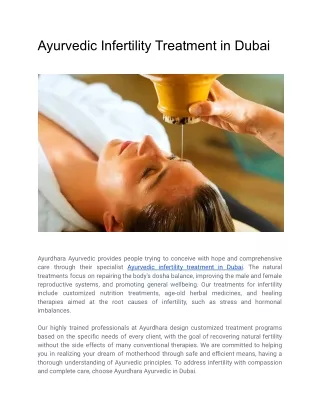 Ayurvedic Infertility Treatment in Dubai