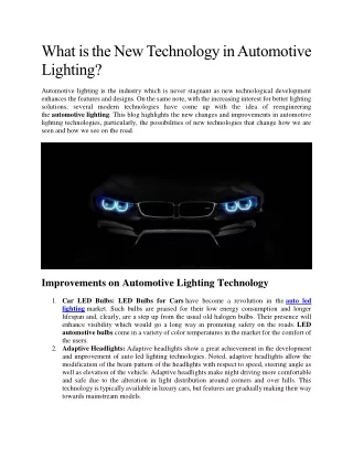 What is the New Technology in Automotive Lighting