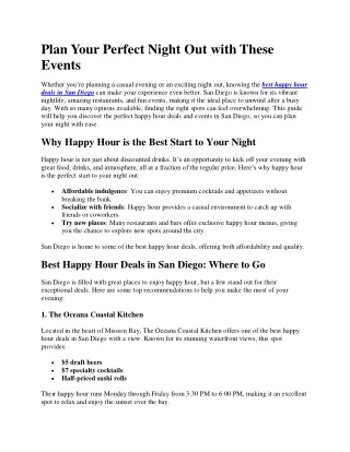 Plan Your Perfect Night Out with These Events
